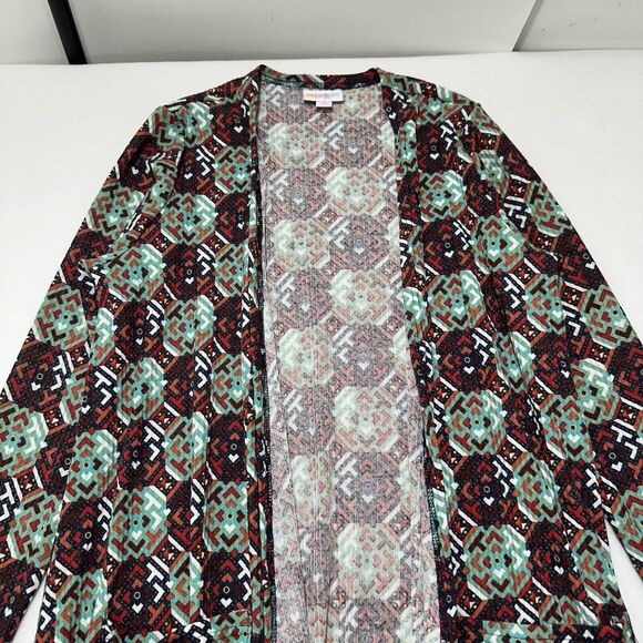 LuLaRoe Sarah Women's Small Duster Cardigan Sweater Pockets Open Front Geometric - Picture 2 of 14